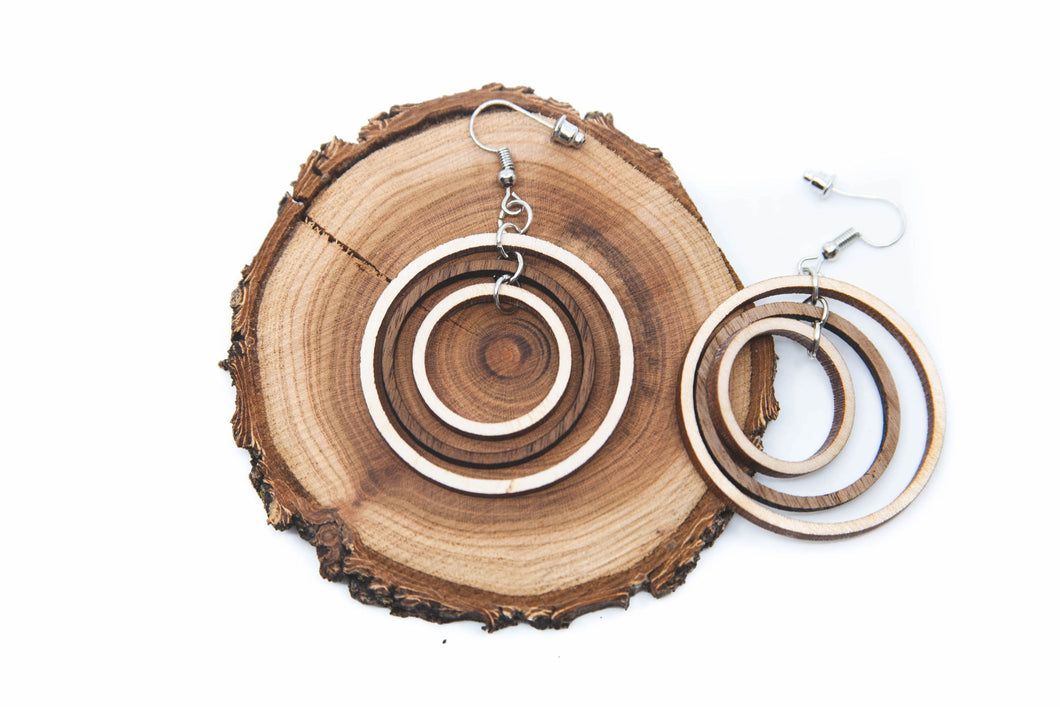 Heliocentric Hoops -Wooden Earrings