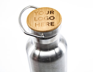 *PERSONALIZED Vacuum bottle w/ custom engraved bamboo top- 20oz